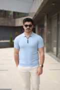 Erkek Polo Yaka Fermuar Detaylı Tişört resmi
